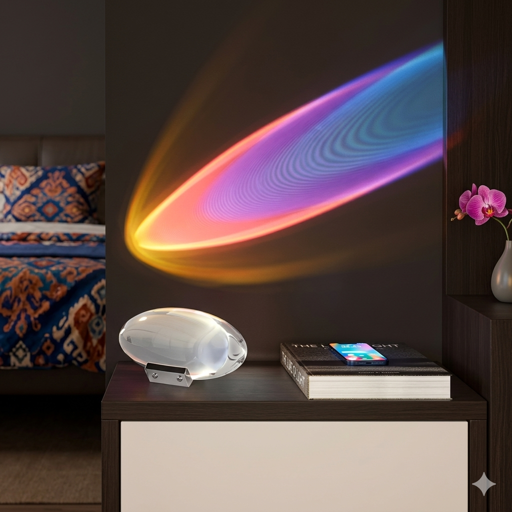 Haseeb Noir™ Crystal Aura LED Lamp – Luxury Italian Bedside Night Light Projector for Bedroom & Living Room