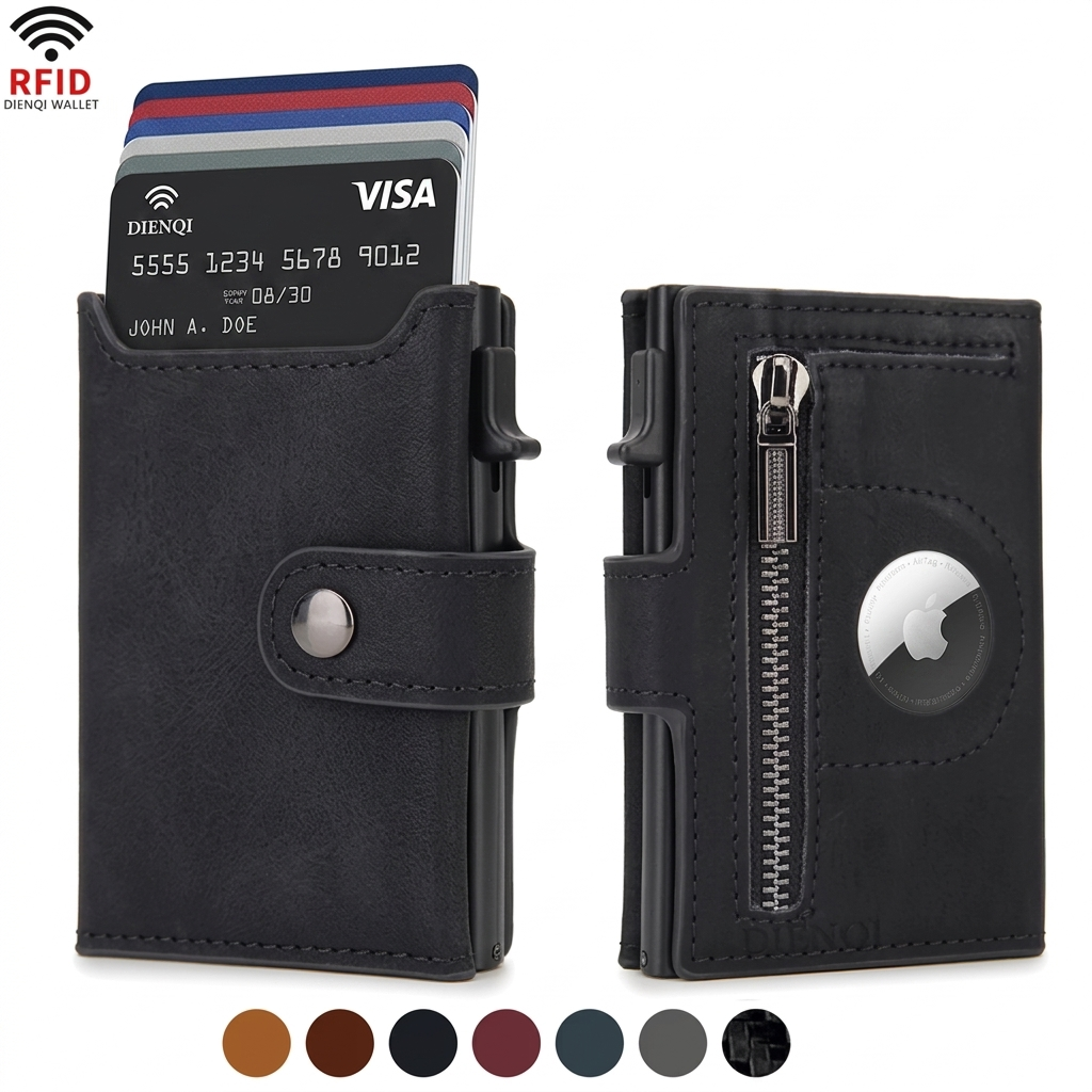 Haseeb Noir™ Carbon RFID Wallet – Luxury Slim AirTag Card Holder for Men
